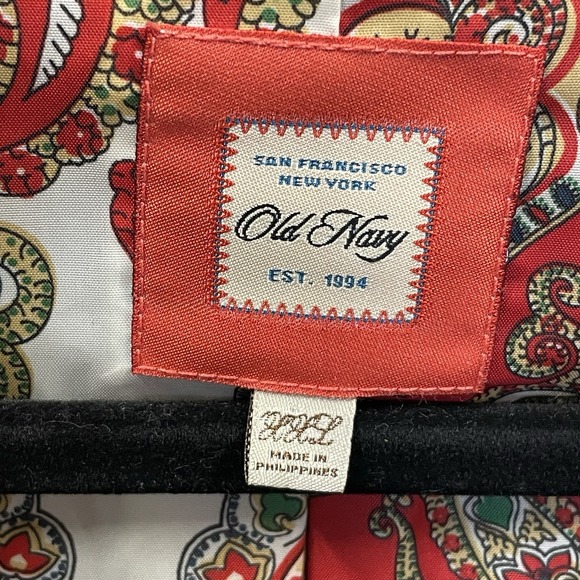 Vintage Old Navy Womens XXL Blazer Black Velvet Red Paisley Lining Academia Y2K - Picture 9 of 15